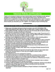 Volunteer Policies And Procedures North County Food Bank North